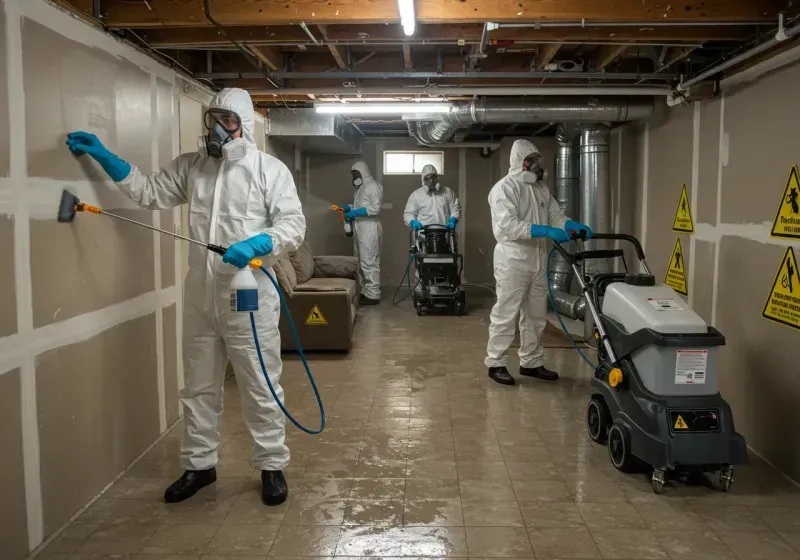 Basement Moisture Removal and Structural Drying process in Clanton, AL